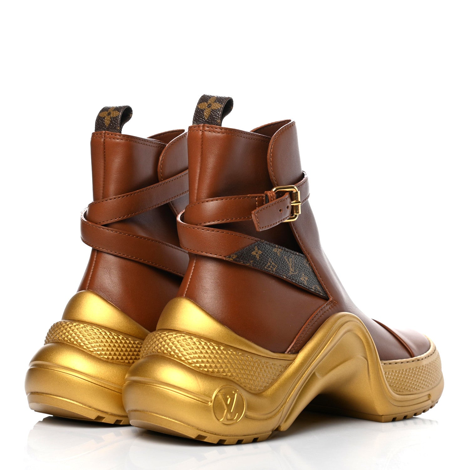 Louis Vuitton Calfskin LV Archlight Ankle Boots 37 Cognac Brown 4 of 8