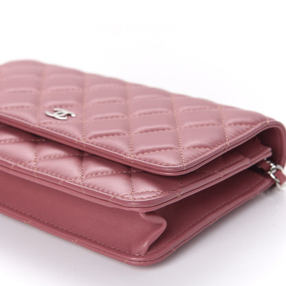 Chanel Lambskin Quilted Wallet On Chain WOC Dark Pink 7 of 12