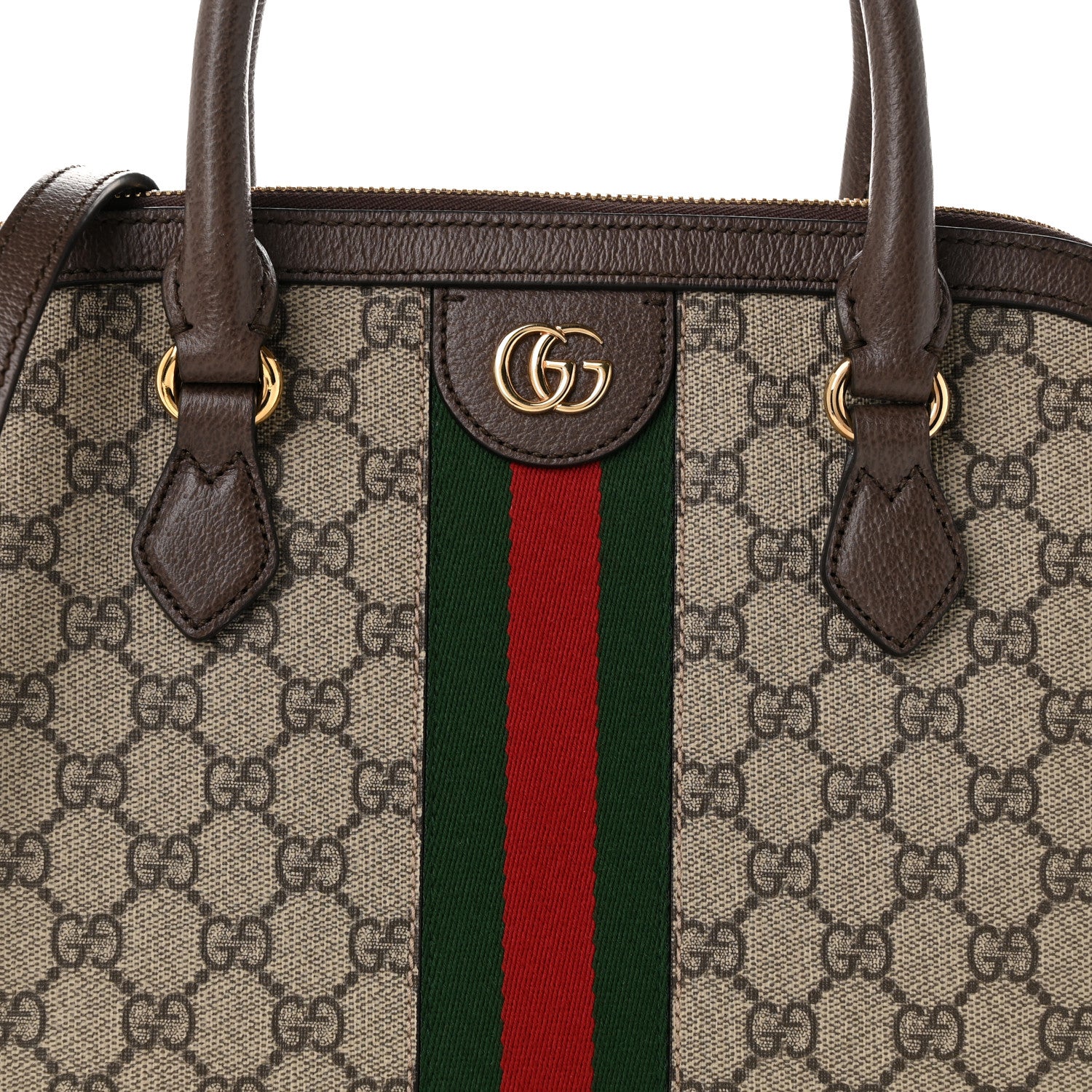 Gucci GG Supreme Monogram Web Medium Top Handle Ophidia Dome Shoulder Bag Brown 8 of 11