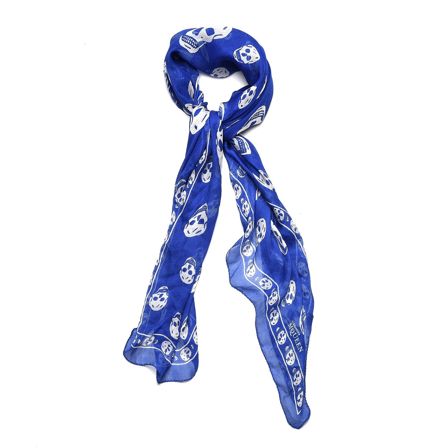 Alexander McQueen Silk Chiffon Skull Scarf Blue 1 of 7