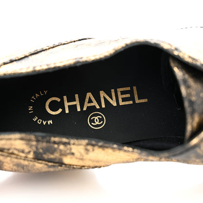 Chanel Laminated Goatskin Lace Up Oxford 39.5 Gold 7 of 8