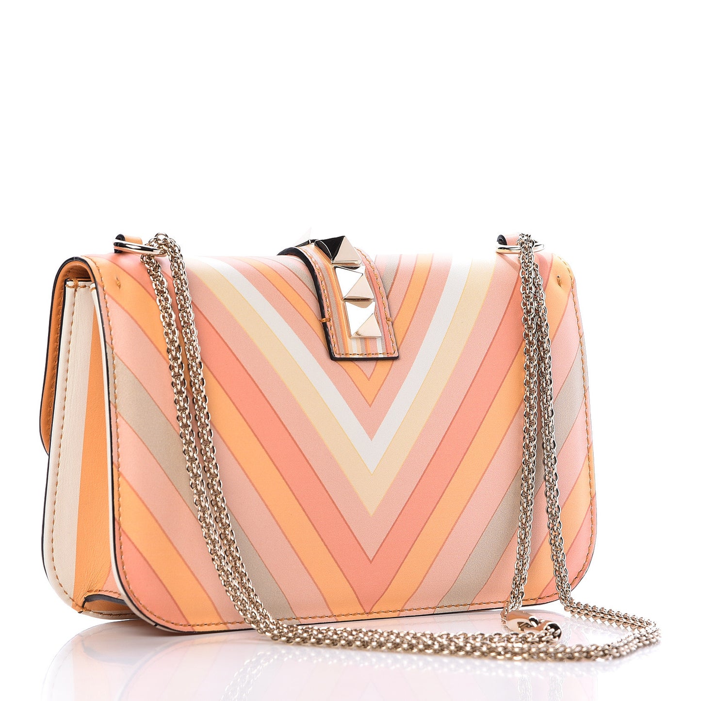 Vitello Native Couture 1975 Medium Glam Lock Rockstud Flap Mandarin Sorbet