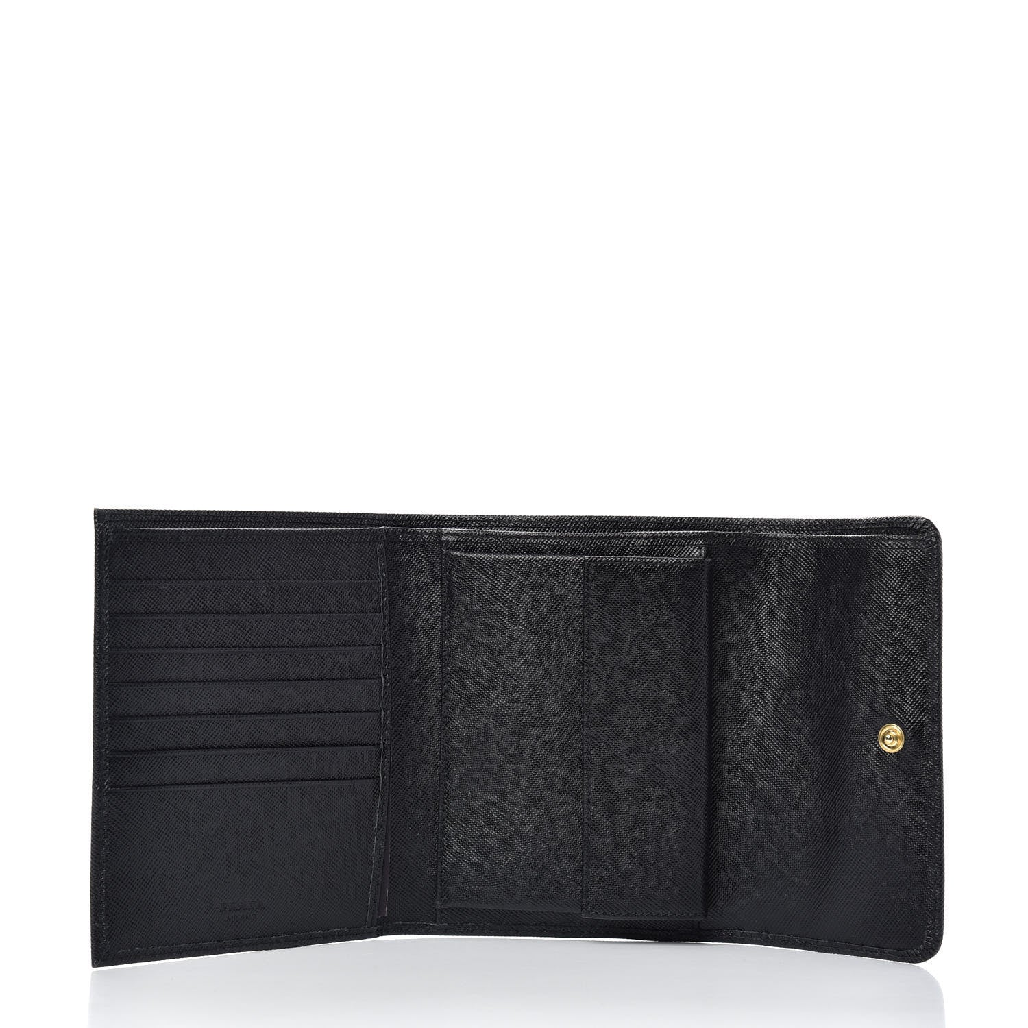 Prada Saffiano Metal Flap Wallet Black 5 of 7