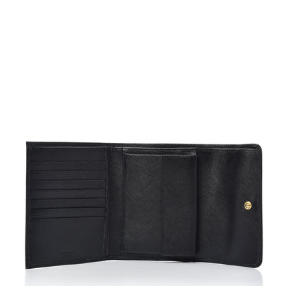 Prada Saffiano Metal Flap Wallet Black 5 of 7