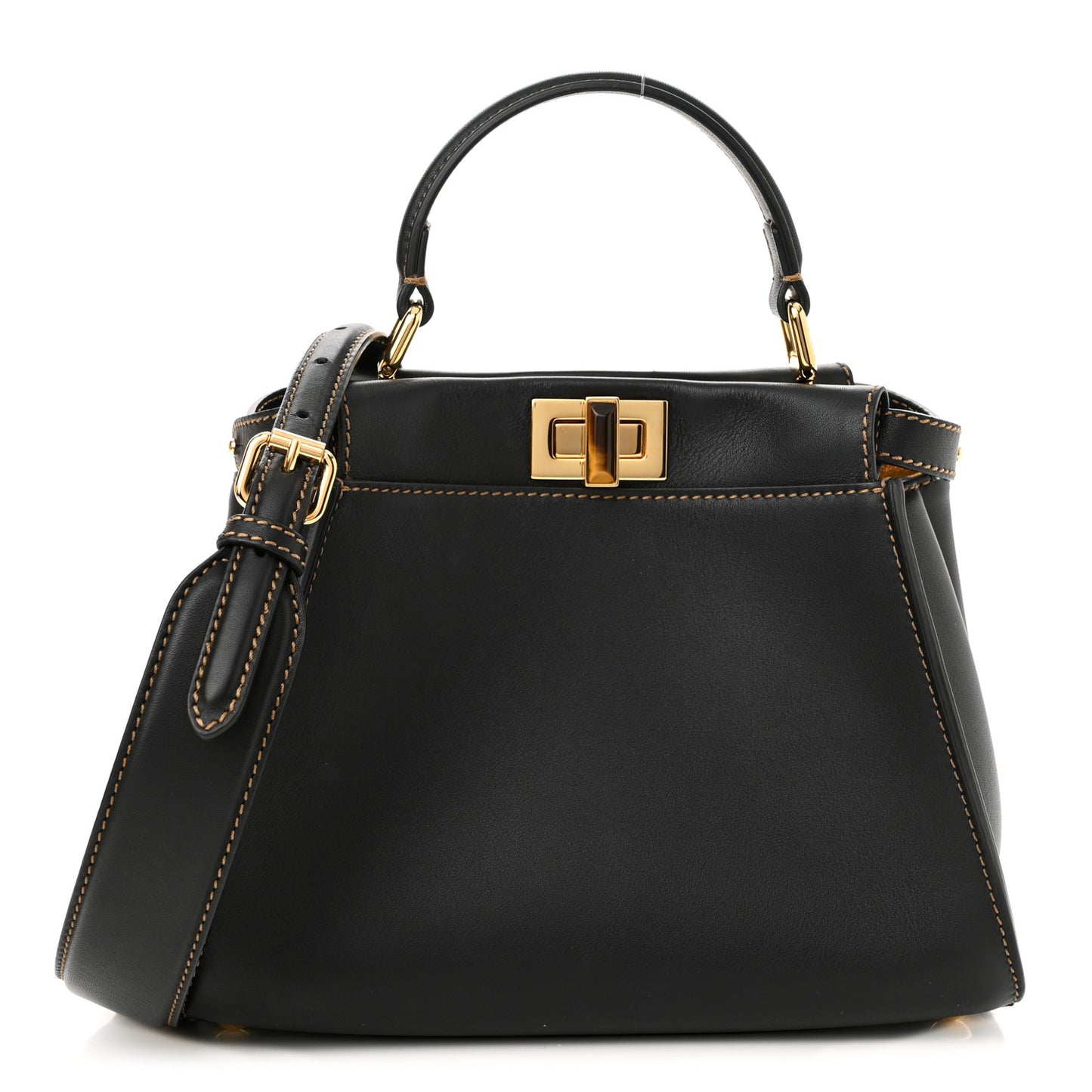Vitello King Canvas Chinese New Year Tiger Embroidered Mini Peekaboo Iconic Satchel Black Dark Yellow