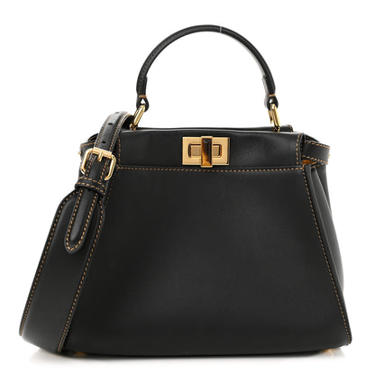 Fendi Vitello King Canvas Chinese New Year Tiger Embroidered Mini Peekaboo Iconic Satchel Black Dark Yellow 1 of 9