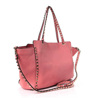 Valentino Garavani Pebbled Calfskin Medium Rockstud Tote Paradise Rose 3 of 7
