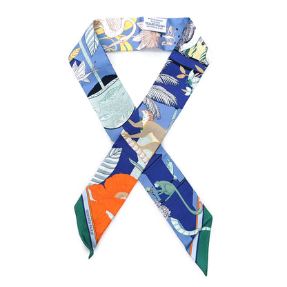 Hermes Silk Precious Paradise Twilly Bleu Jean Orange Vert 1 of 4