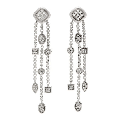 David Yurman Sterling Silver Diamond Confetti 3 Row Tassel Earrings 1 of 4