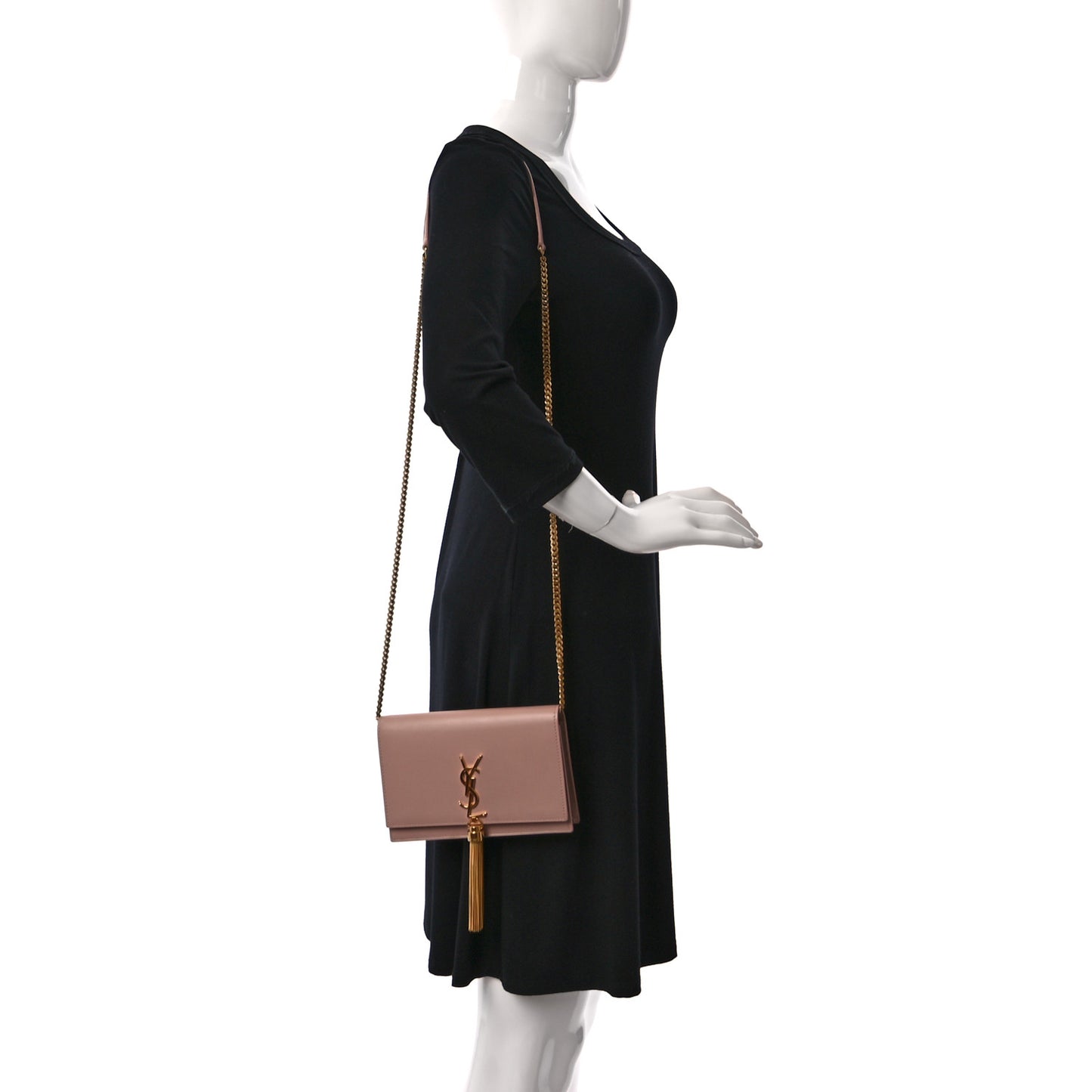 Smooth Calfskin Classic Monogram Kate Tassel Chain Wallet Pale Pink