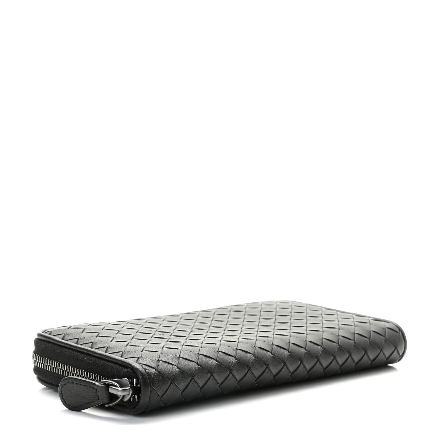 Goatskin Intrecciato Zip Around Wallet Black