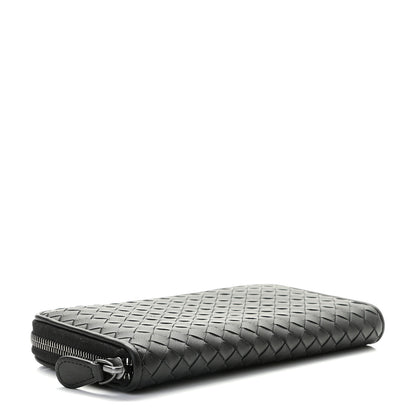 Bottega Veneta Goatskin Intrecciato Zip Around Wallet Black 5 of 9
