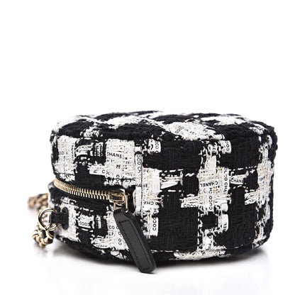 Chanel Tweed Round Clutch With Chain Black White 4 of 10