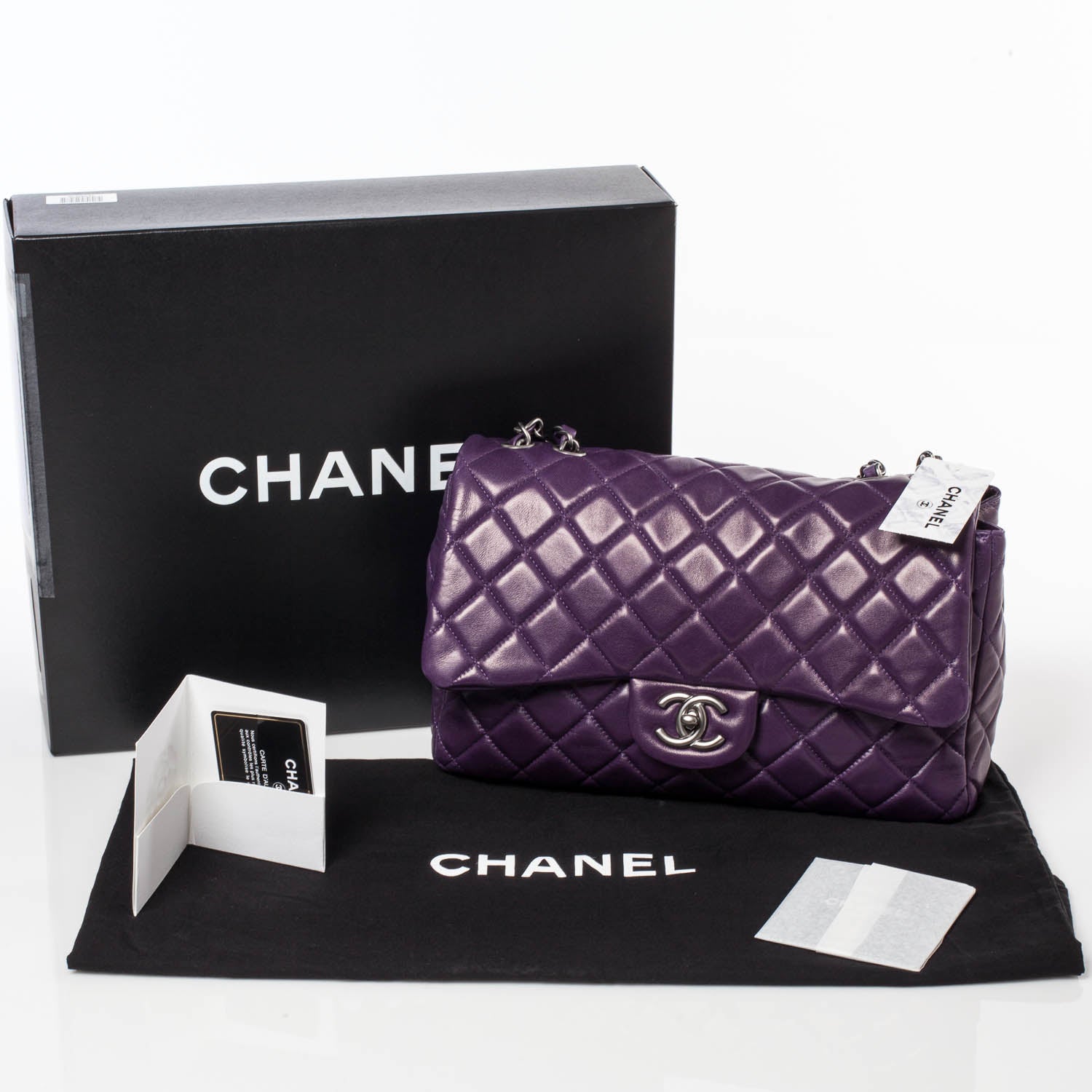 Chanel Lambskin Jumbo Single Flap Purple 10 of 10