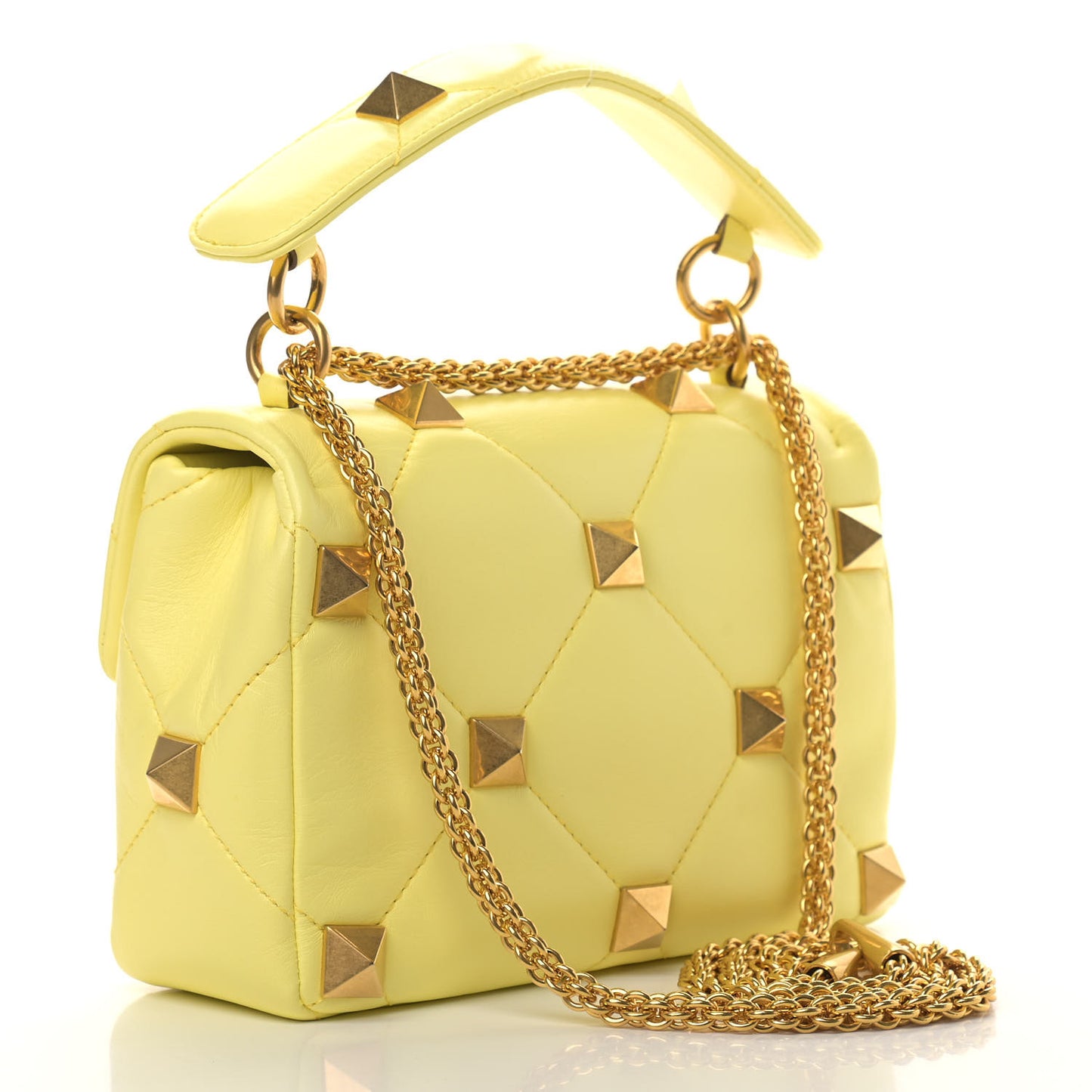 Nappa Medium Roman Stud Shoulder Bag Lime Sorbet