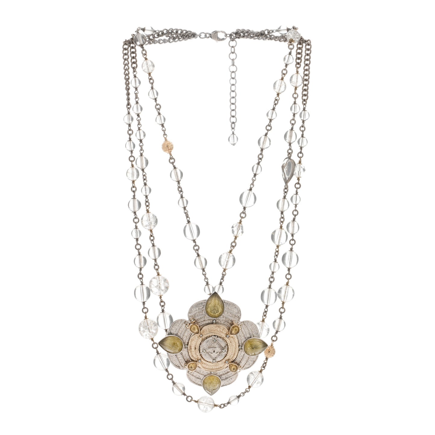 Crystal Strass Pearl CC Necklace Silver Black