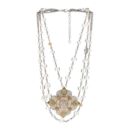 Chanel Crystal Strass Pearl CC Necklace Silver Black 2 of 3