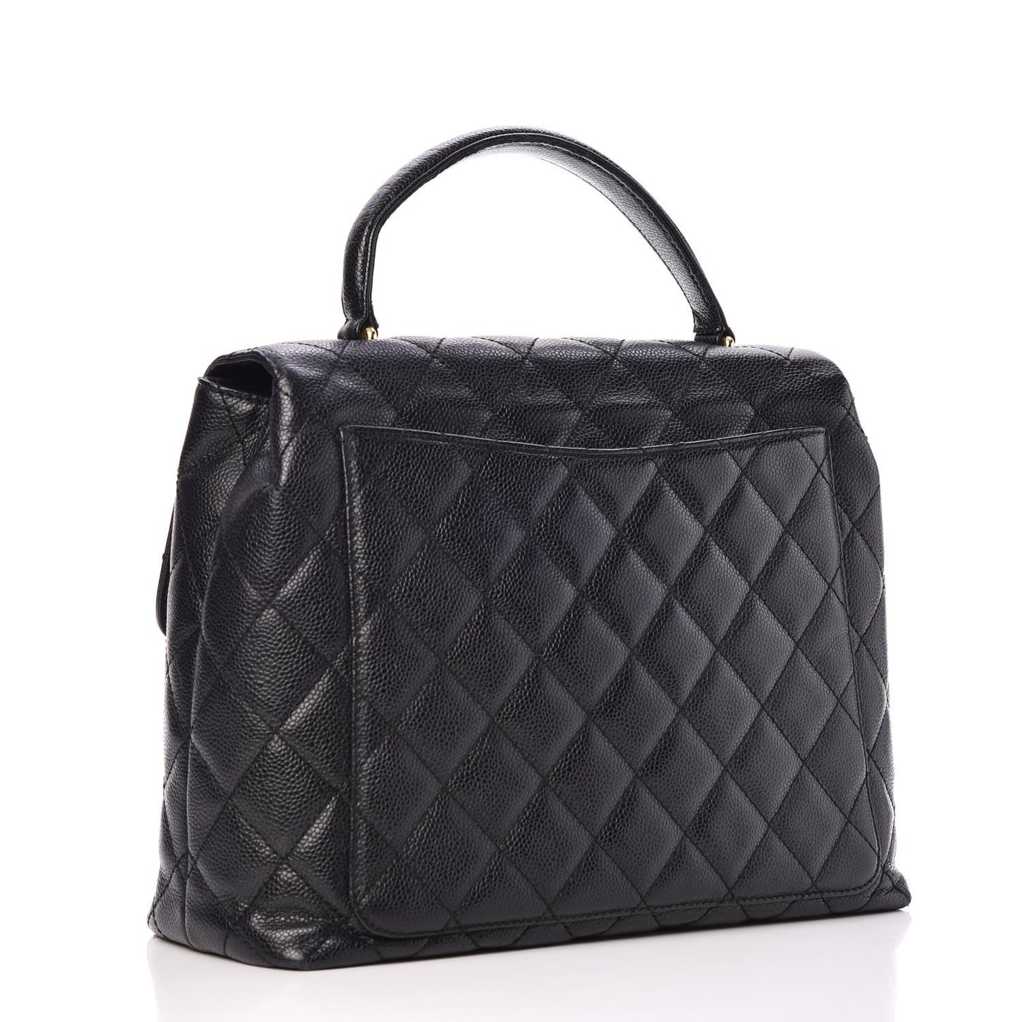 Caviar Quilted Jumbo Kelly Flap Black