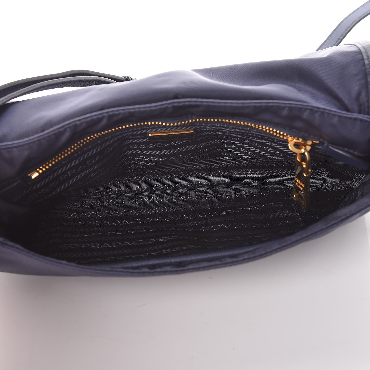 Prada Tessuto Nylon Saffiano Small Messenger Bag Blue 7 of 9
