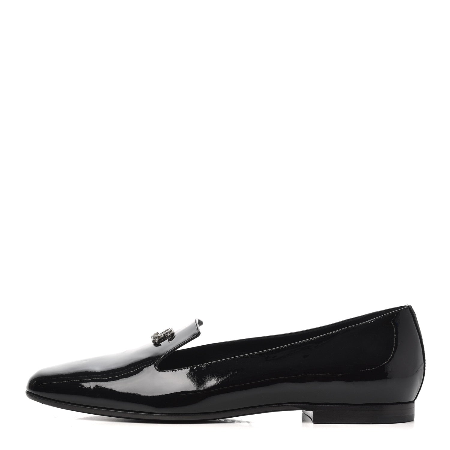 Chanel Patent CC Mocassin Loafers 38 Black 1 of 12