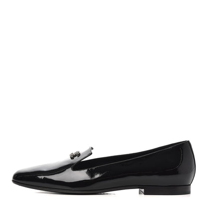Chanel Patent CC Mocassin Loafers 38 Black 1 of 12