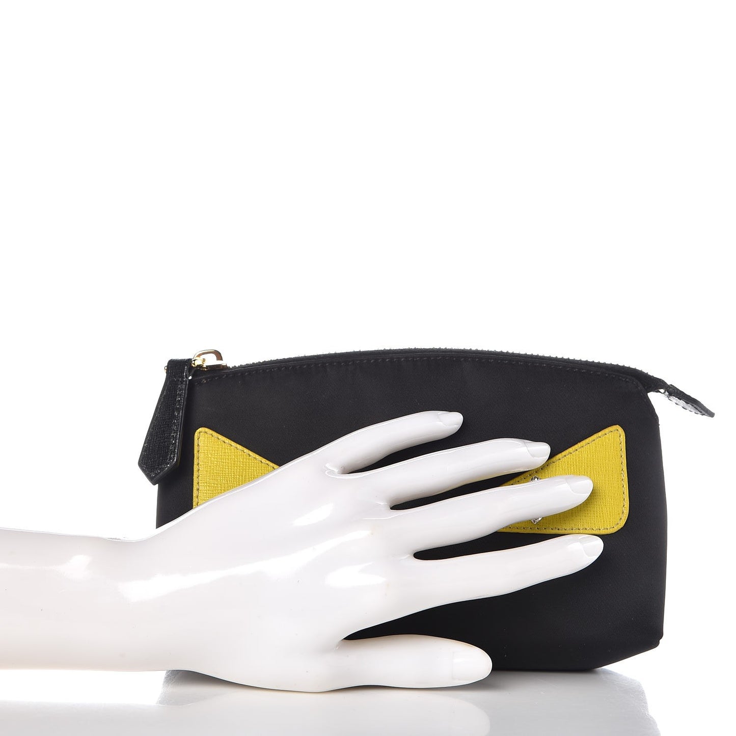 Nylon Vitello Elite Crystal Eye Monster Large Cosmetic Pouch Black Cedro