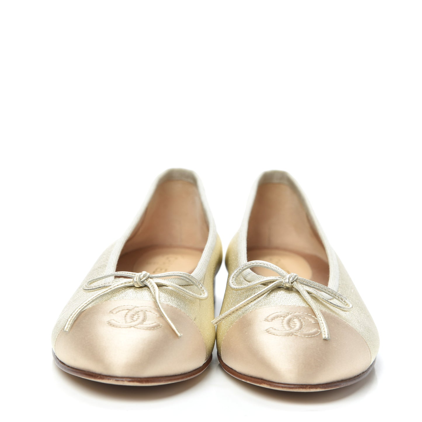 Metallic Goatskin Cap Toe CC Ballerina Flats 38 Gold