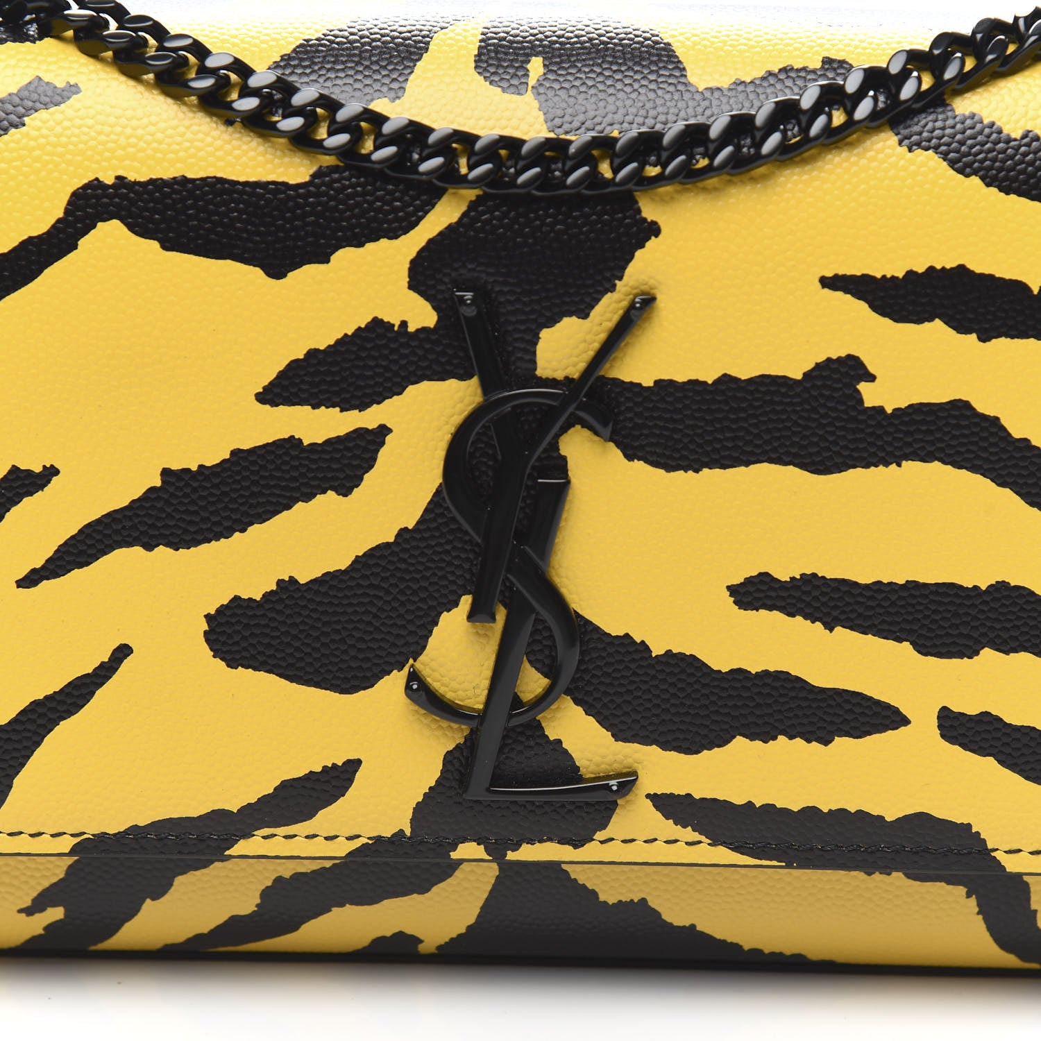 Saint Laurent Grain De Poudre Zebra Print Small Classic Monogram Kate Satchel Yellow 9 of 9