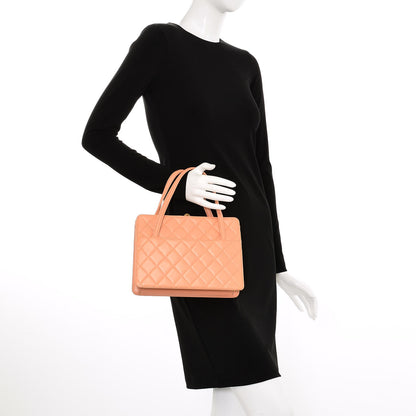 Chanel Lambskin Quilted Top Handle Bag Coral Pink 2 of 10