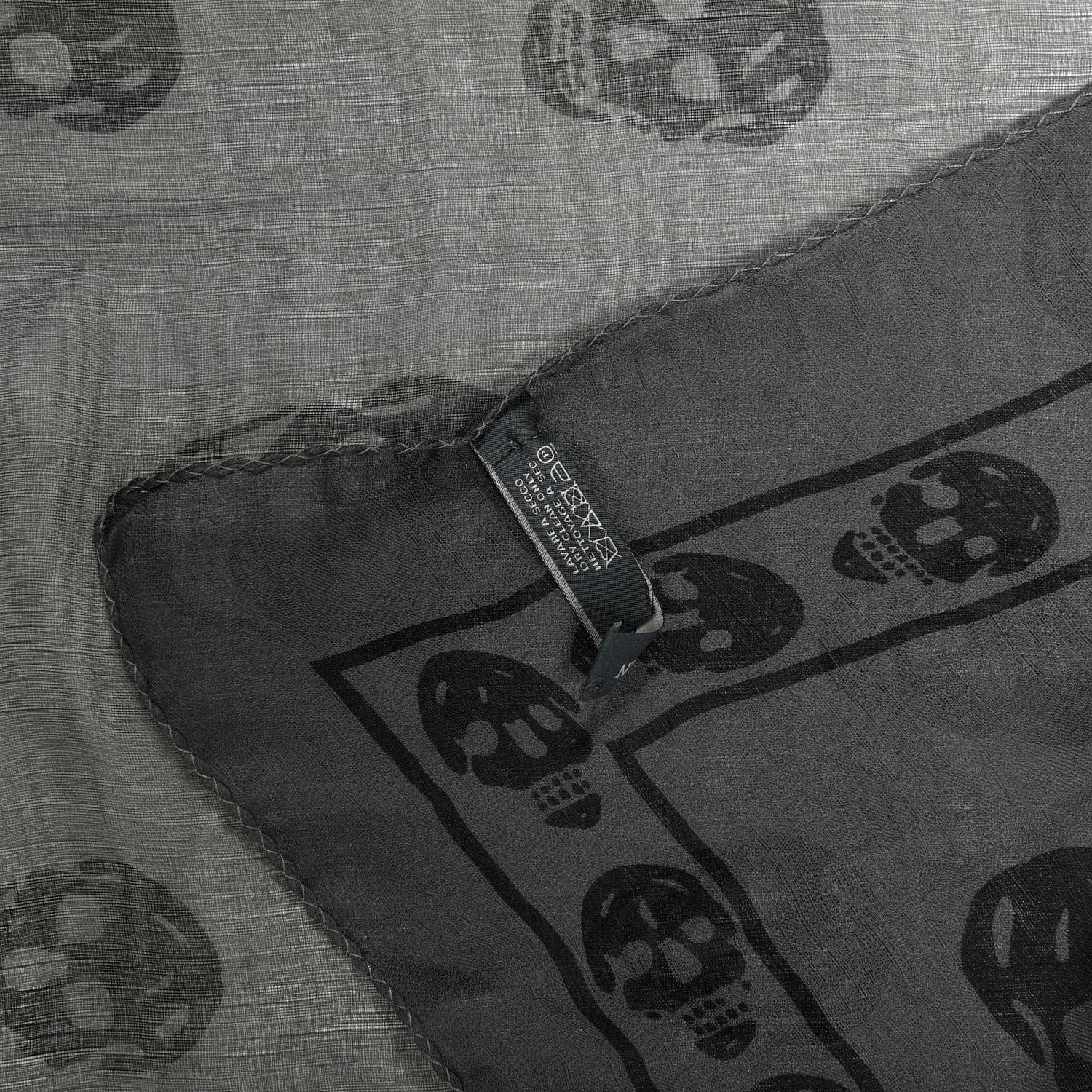 Alexander McQueen Silk Chiffon Skull Scarf Black Grey 3 of 4