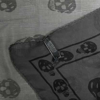 Alexander McQueen Silk Chiffon Skull Scarf Black Grey 3 of 4