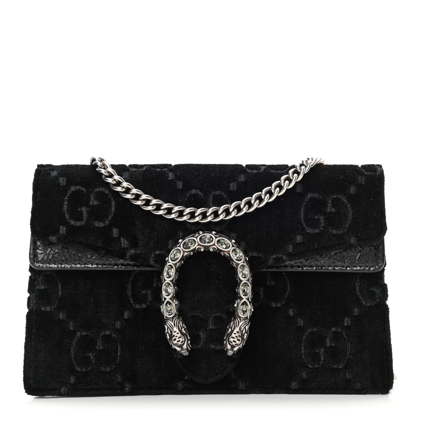 Velvet GG Monogram Super Mini Dionysus Shoulder Bag Black