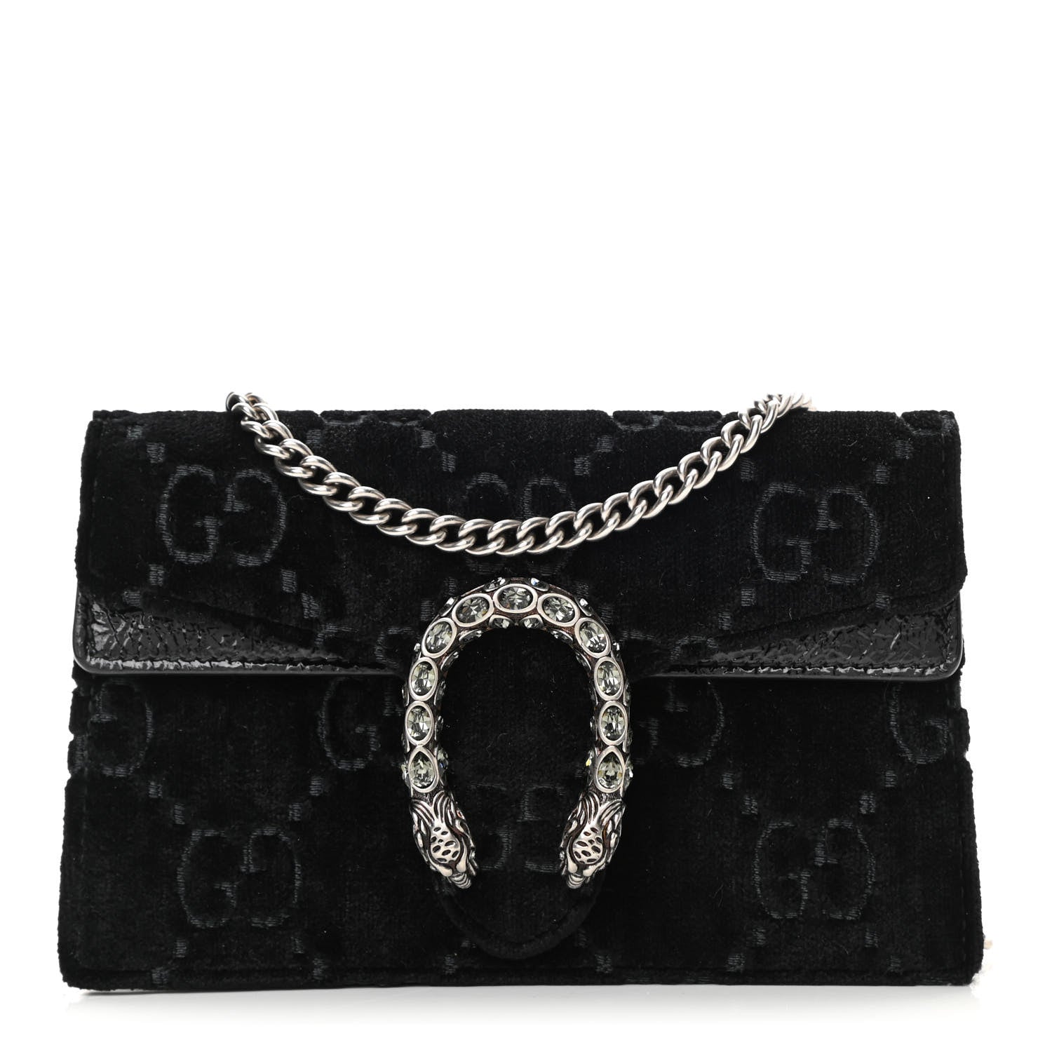 Gucci Velvet GG Monogram Super Mini Dionysus Shoulder Bag Black 1 of 10
