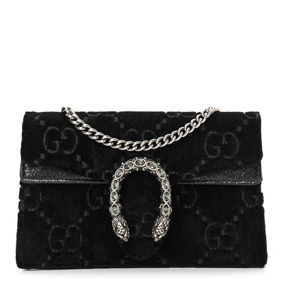 Gucci Velvet GG Monogram Super Mini Dionysus Shoulder Bag Black 1 of 10