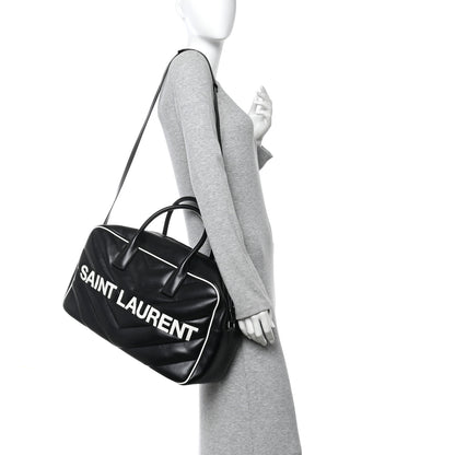 Saint Laurent Calfskin Medium Miles Logo Bowler Duffel Bag Black 2 of 9