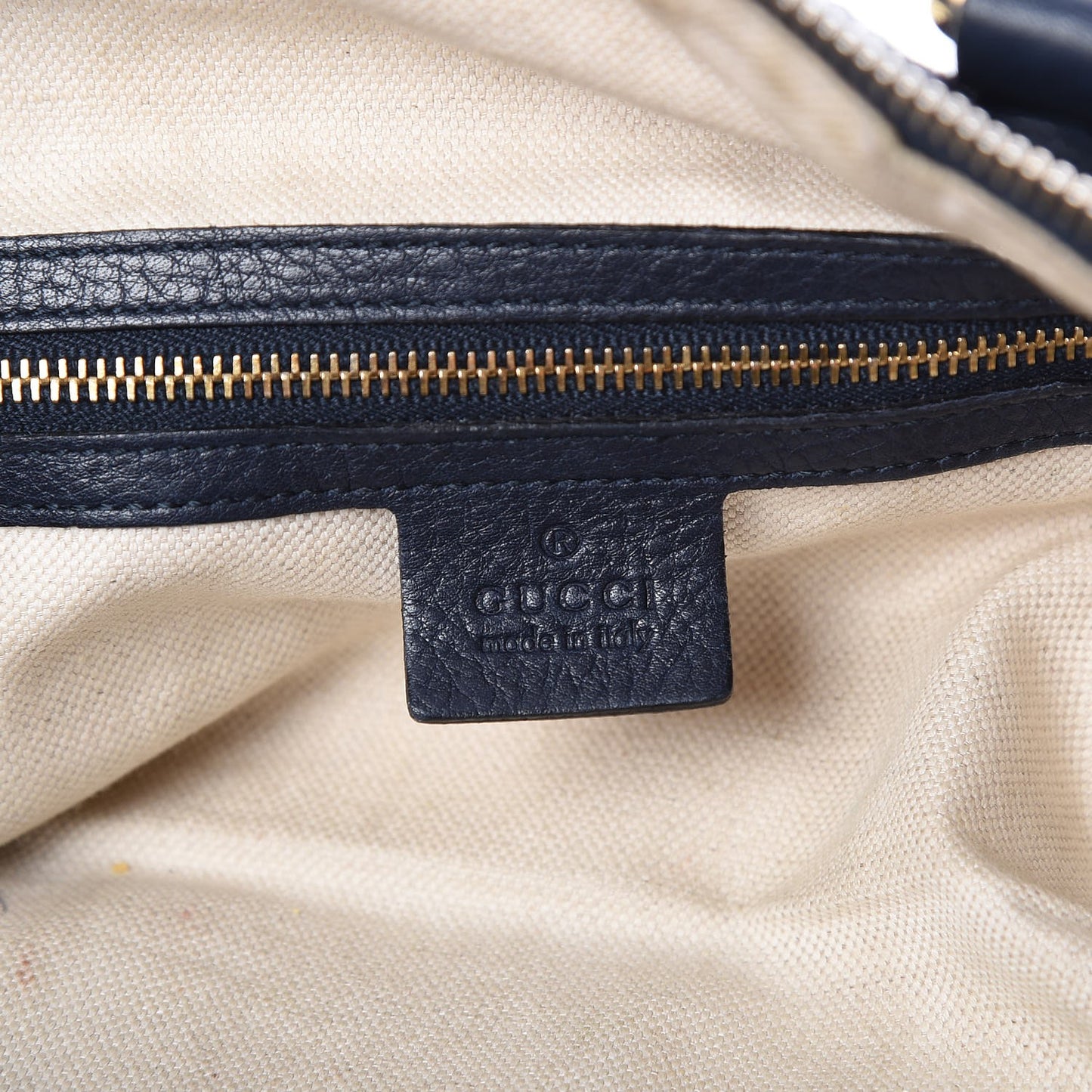 Calfskin Vintage Web Small Boston Navy Blue