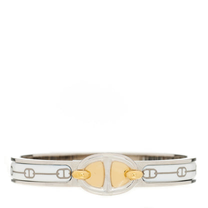 Hermes Enamel Mini Farandole Clic Chaine D'Ancre Bracelet Platine White 1 of 5