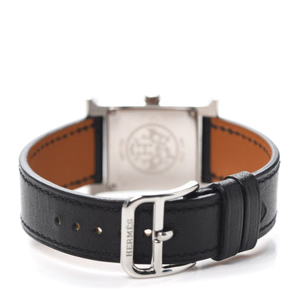 Hermes Stainless Steel Barenia 21mm Heure H Hour Quartz Watch Noir 3 of 6