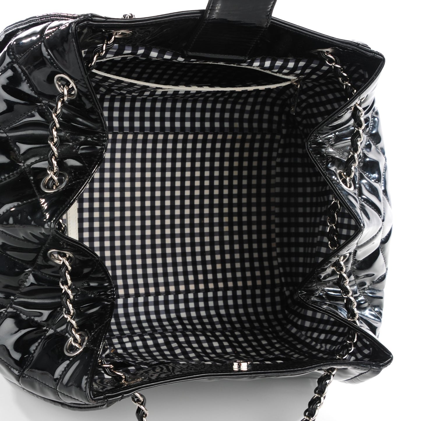 Vinyl Large Lipstick Ligne Accordion Tote Black