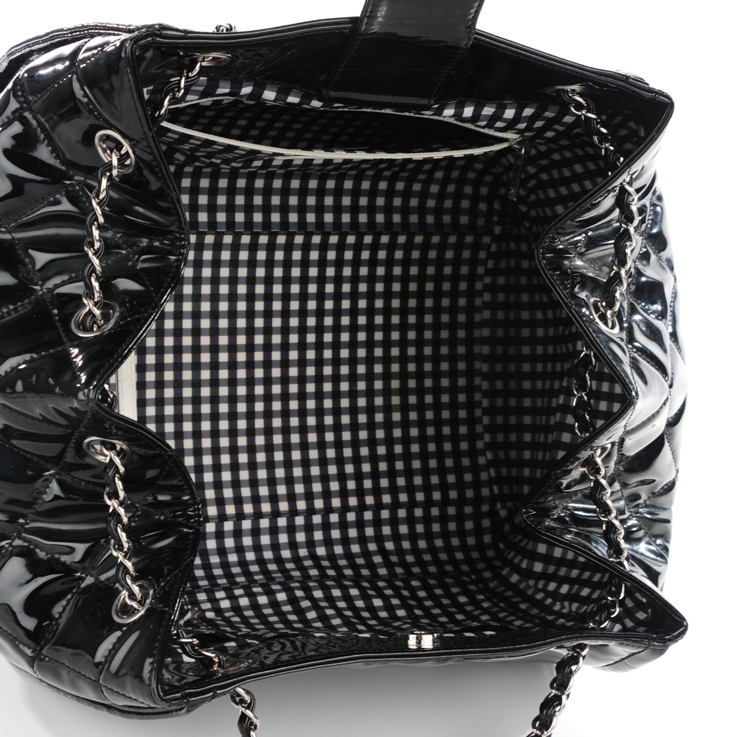 Chanel Vinyl Large Lipstick Ligne Accordion Tote Black 5 of 7
