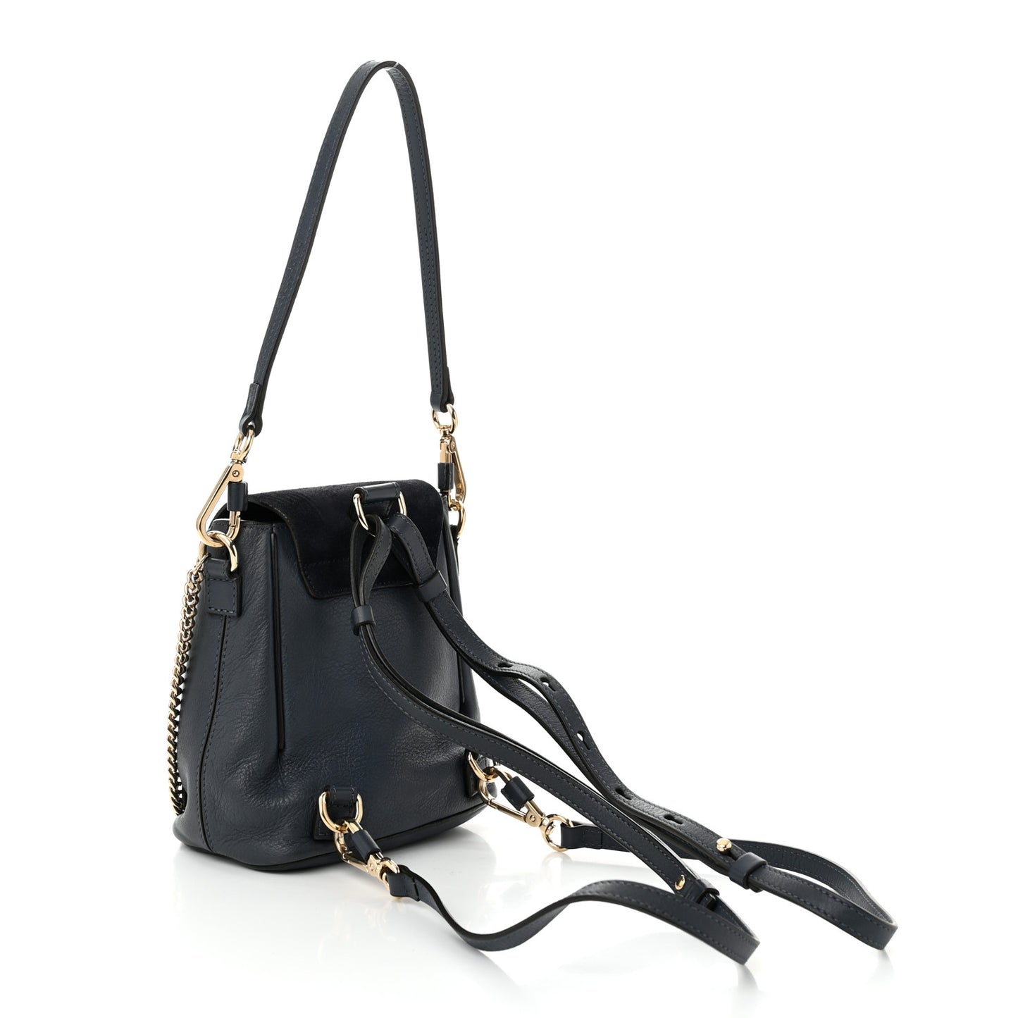 Suede Calfskin Mini Faye Backpack Deep Ocean