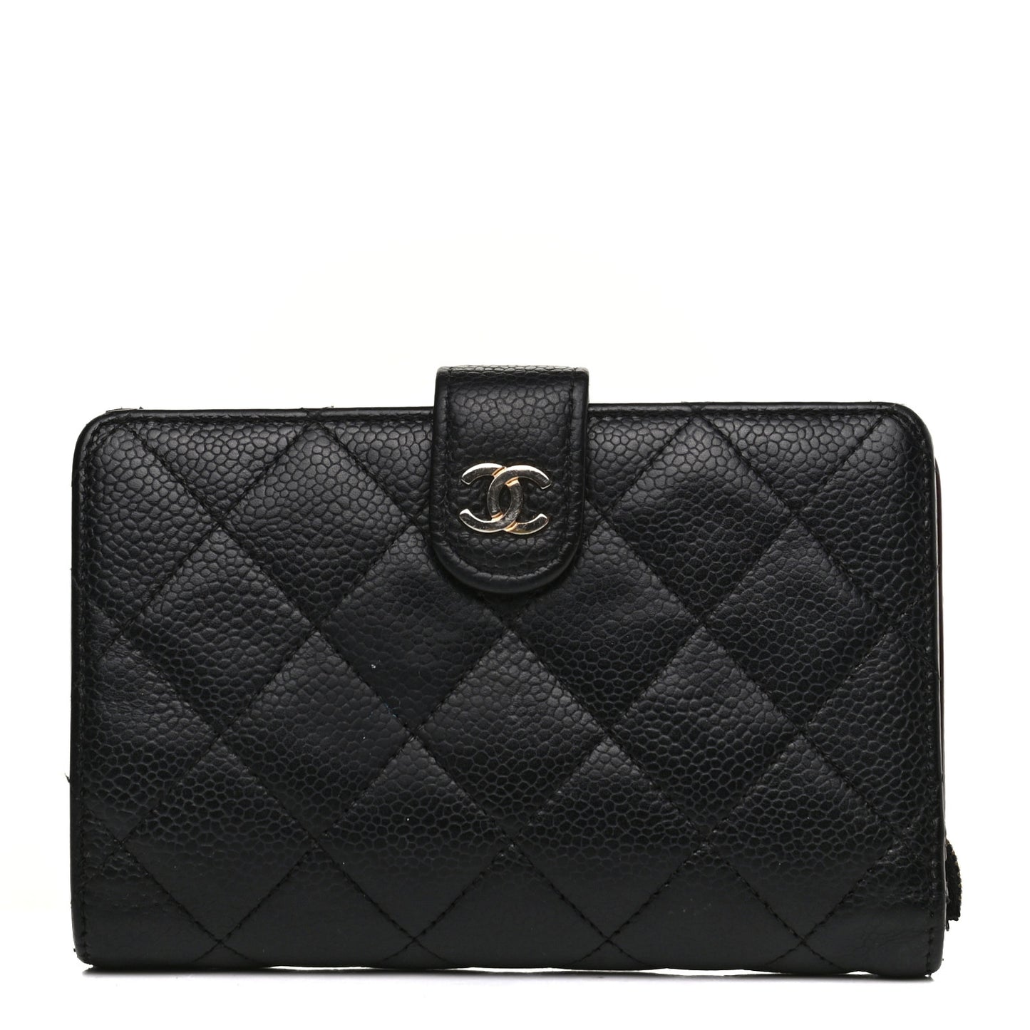 Caviar Quilted Zipped Pocket Wallet Black