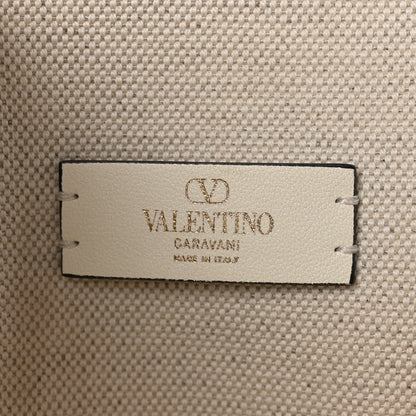 Valentino Garavani Canvas Chevron24 Embroidered Vlogo Medium Escape Shopping Bag Multicolor Ivory Beige 7 of 12