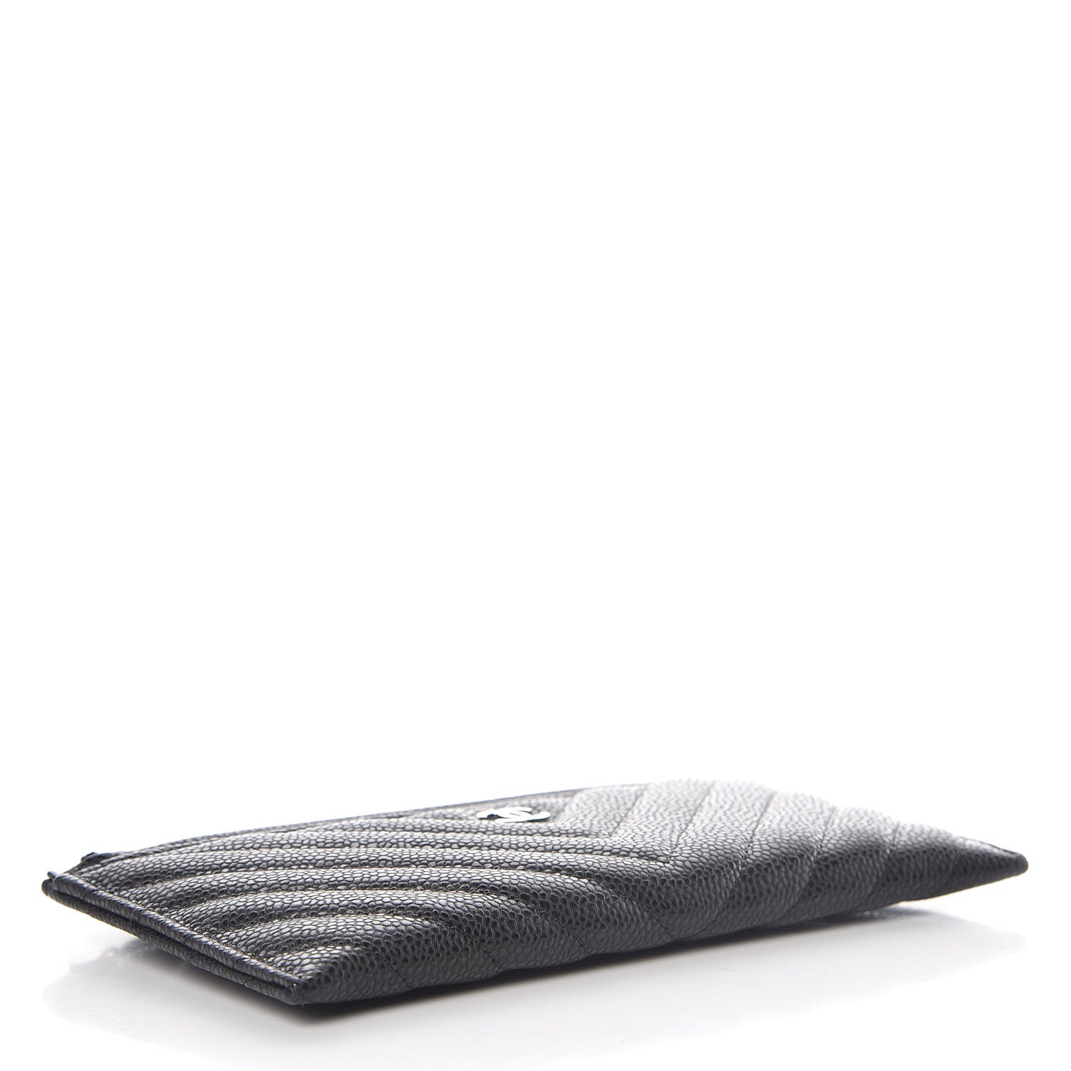 Chanel Caviar Chevron Quilted Zip Pouch Black 4 of 8