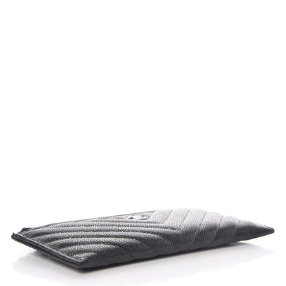 Chanel Caviar Chevron Quilted Zip Pouch Black 4 of 8