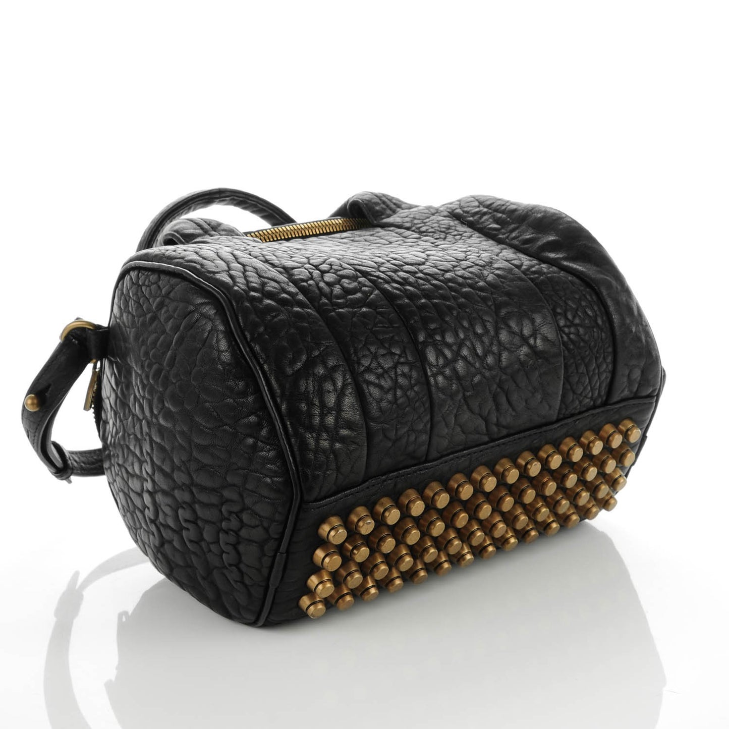 Pebbled Lambskin Rockie Black Antique Brass Hardware
