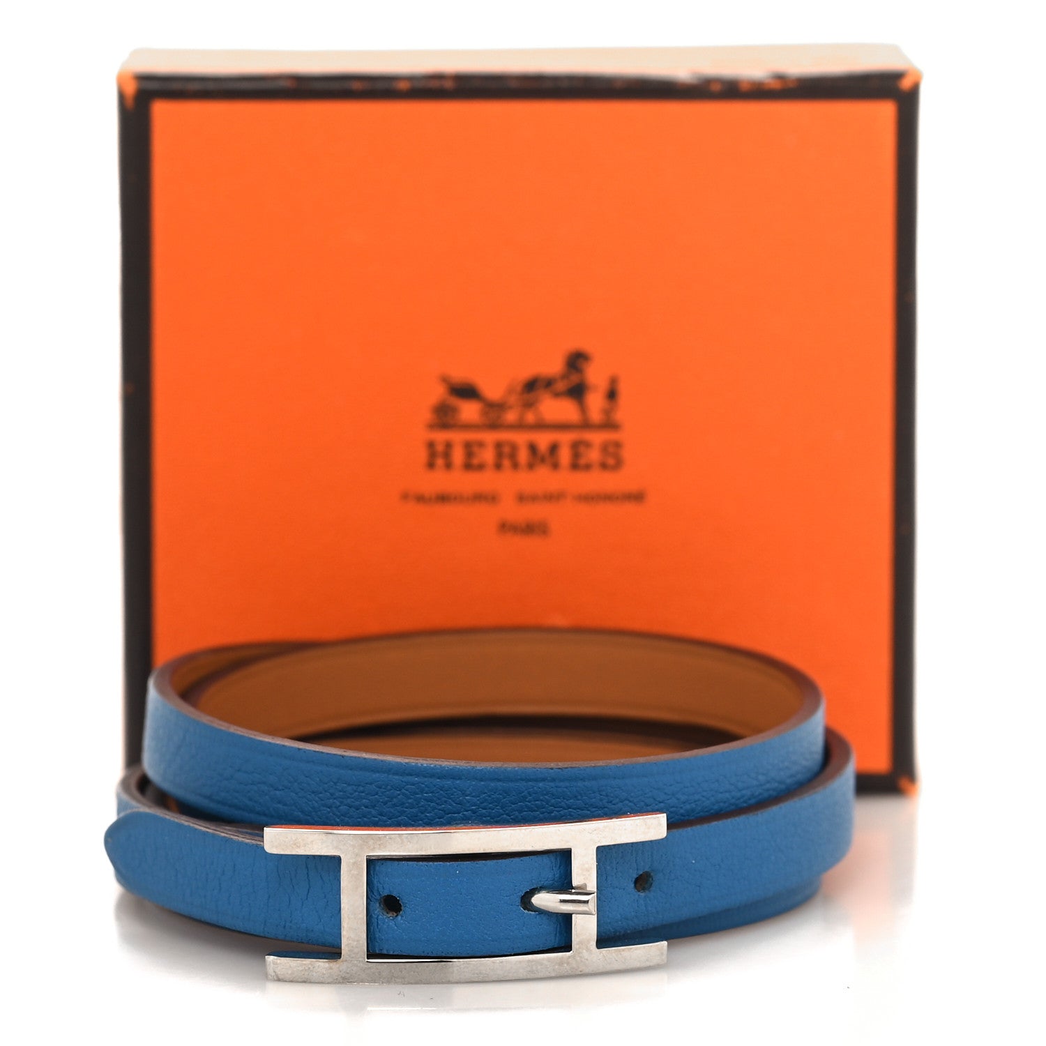 Hermes Swift 3MM Hapi Triple Tour Wrap Bracelet M Mykonos 6 of 6