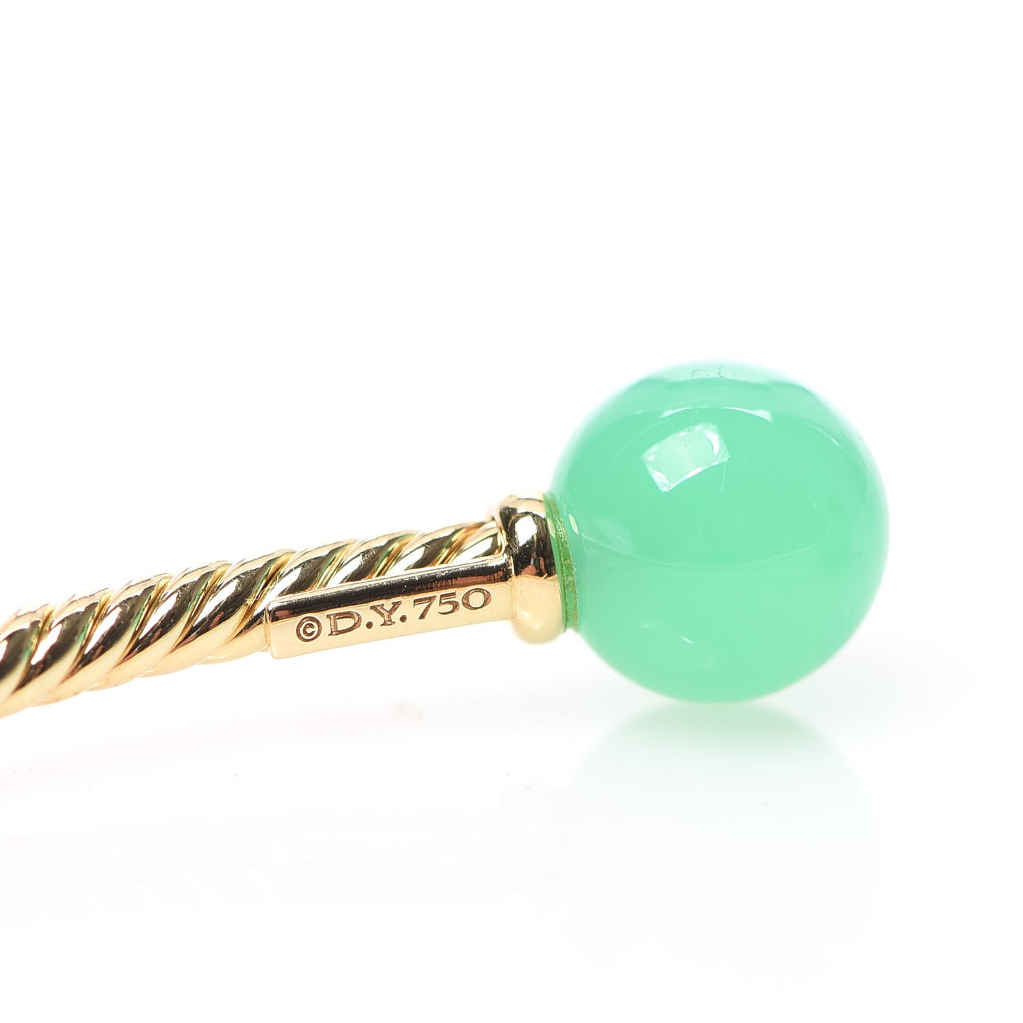 18K Yellow Gold Chrysoprase 8.5mm Solari Bead Bracelet