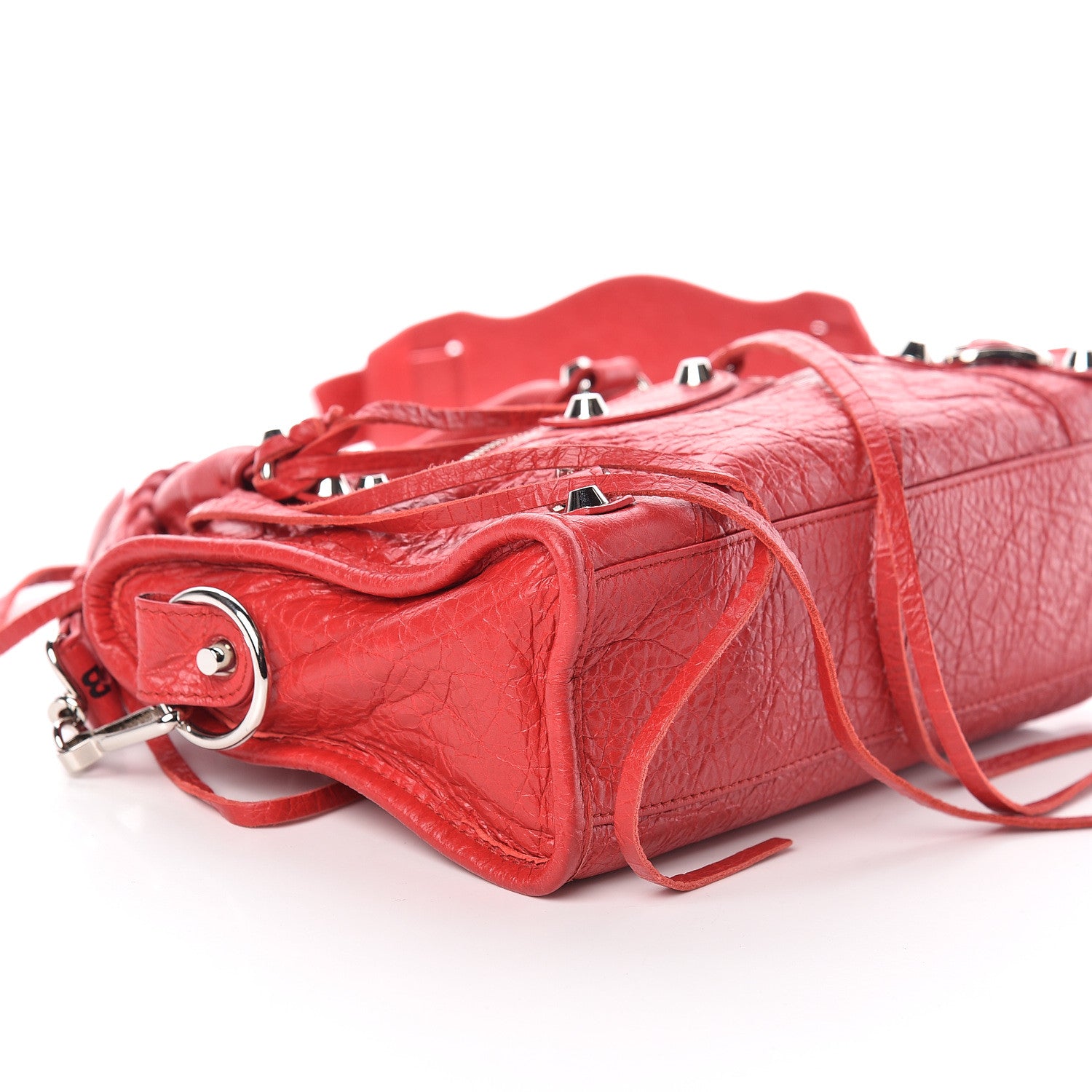 Balenciaga Agneau Classic Silver Hardware Mini City Logo Strap Red Black 7 of 8