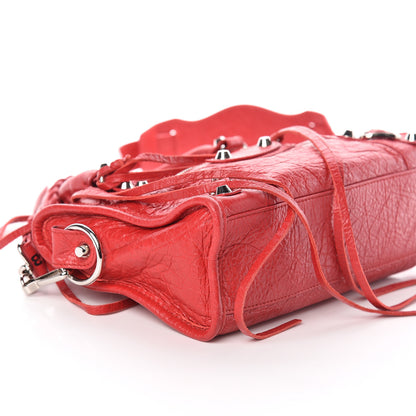 Balenciaga Agneau Classic Silver Hardware Mini City Logo Strap Red Black 7 of 8